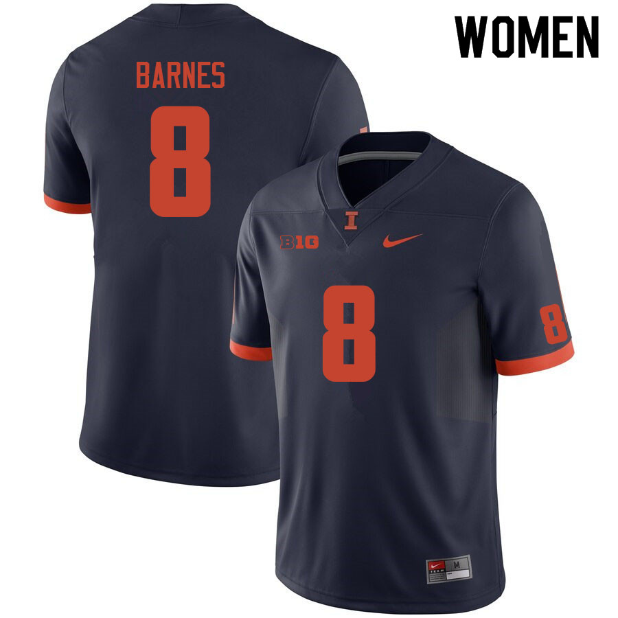 Women #8 Tarique Barnes Illinois Fighting Illini College Football Jerseys Sale-Navy